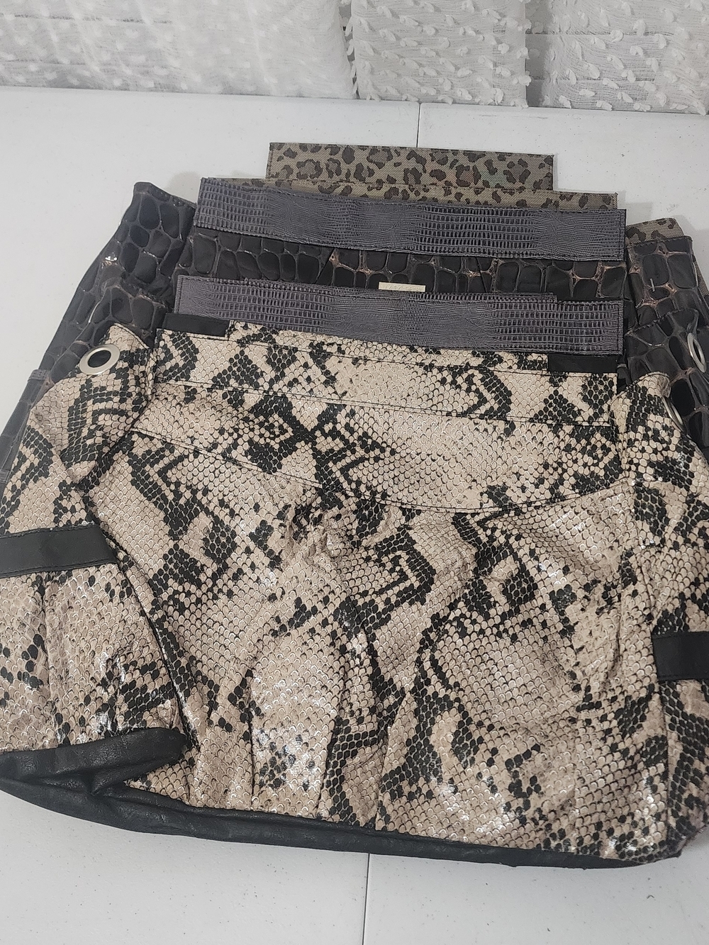Neutral Snake-Print Shoulder Bag with Black Trim 5 For 20
